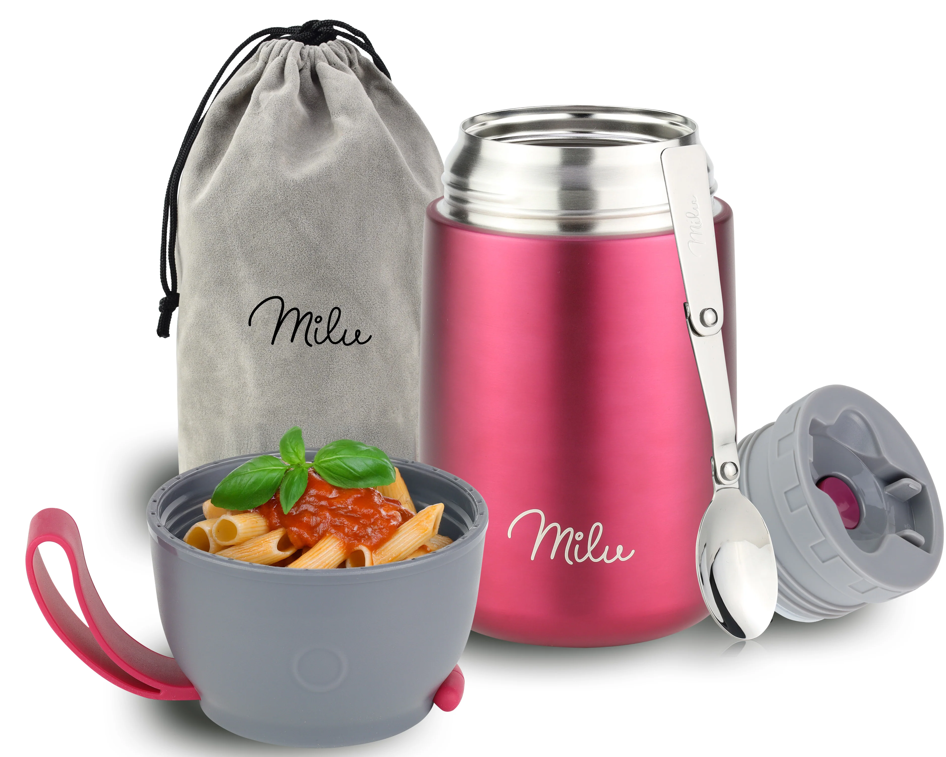 Milu® Thermobehälter für Essen, mit Löffel, auslaufsicher, isoliert (450 ml, 650 ml, 800 ml) - Image 10