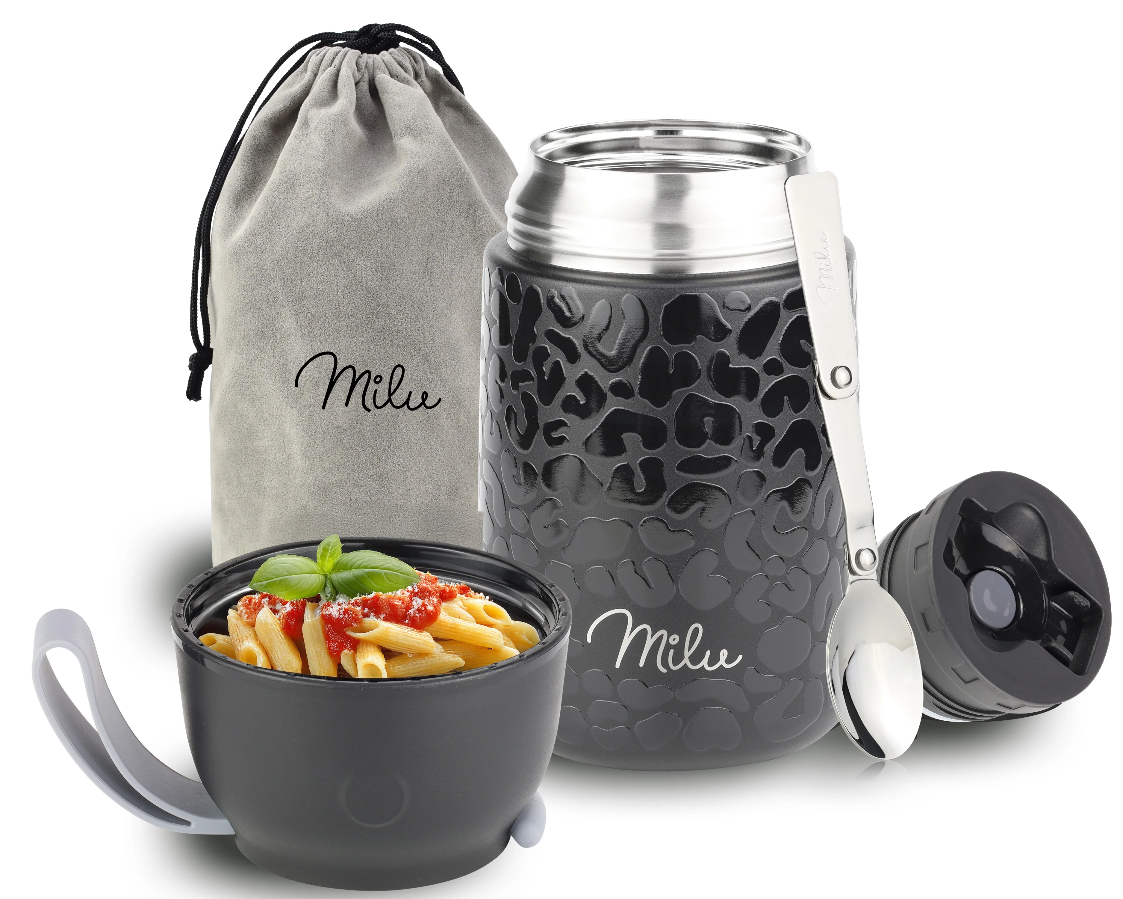 Milu® Thermobehälter für Essen, mit Löffel, auslaufsicher, isoliert (450 ml, 650 ml, 800 ml) - Image 11