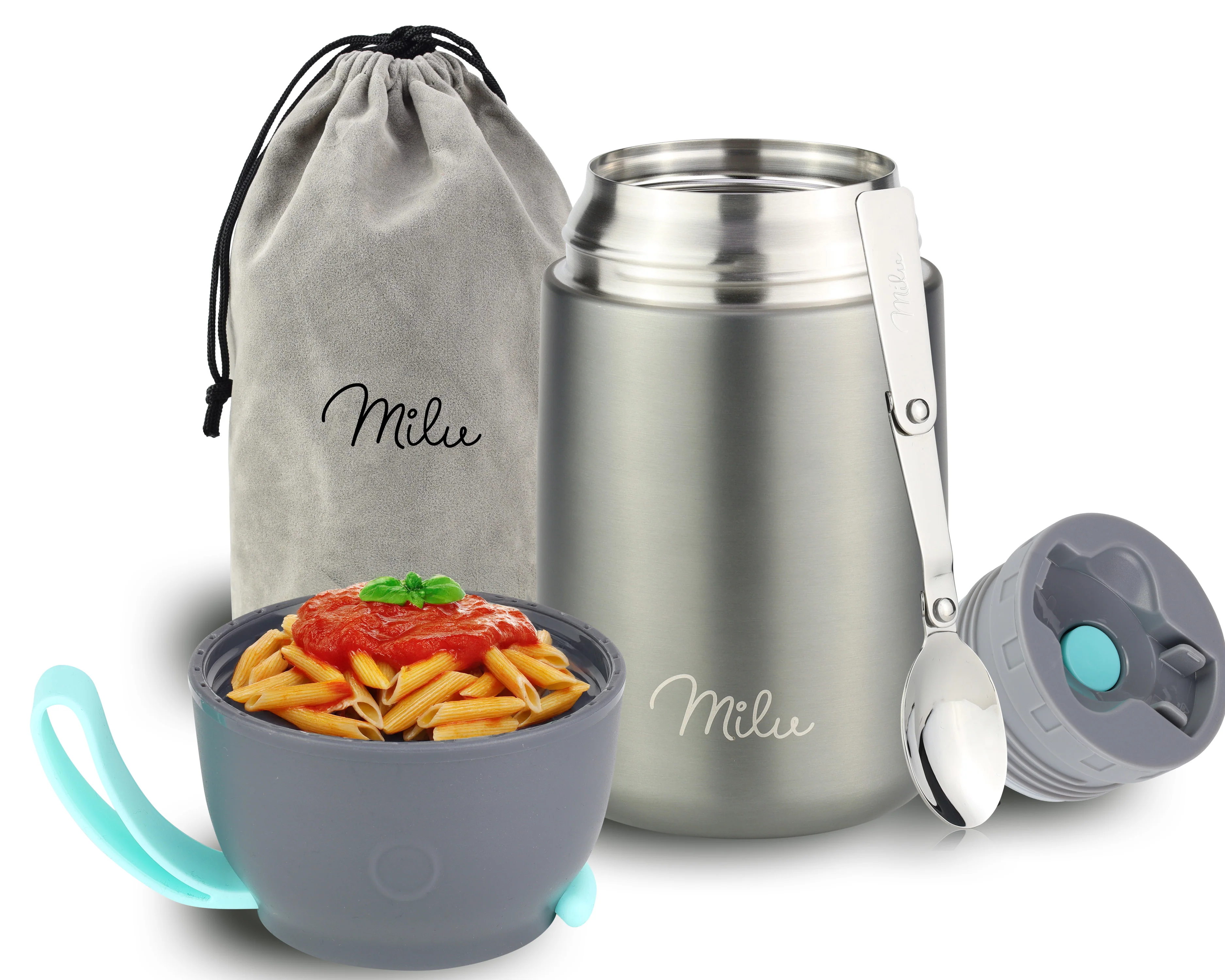 Milu® Thermobehälter für Essen, mit Löffel, auslaufsicher, isoliert (450 ml, 650 ml, 800 ml) - Image 13