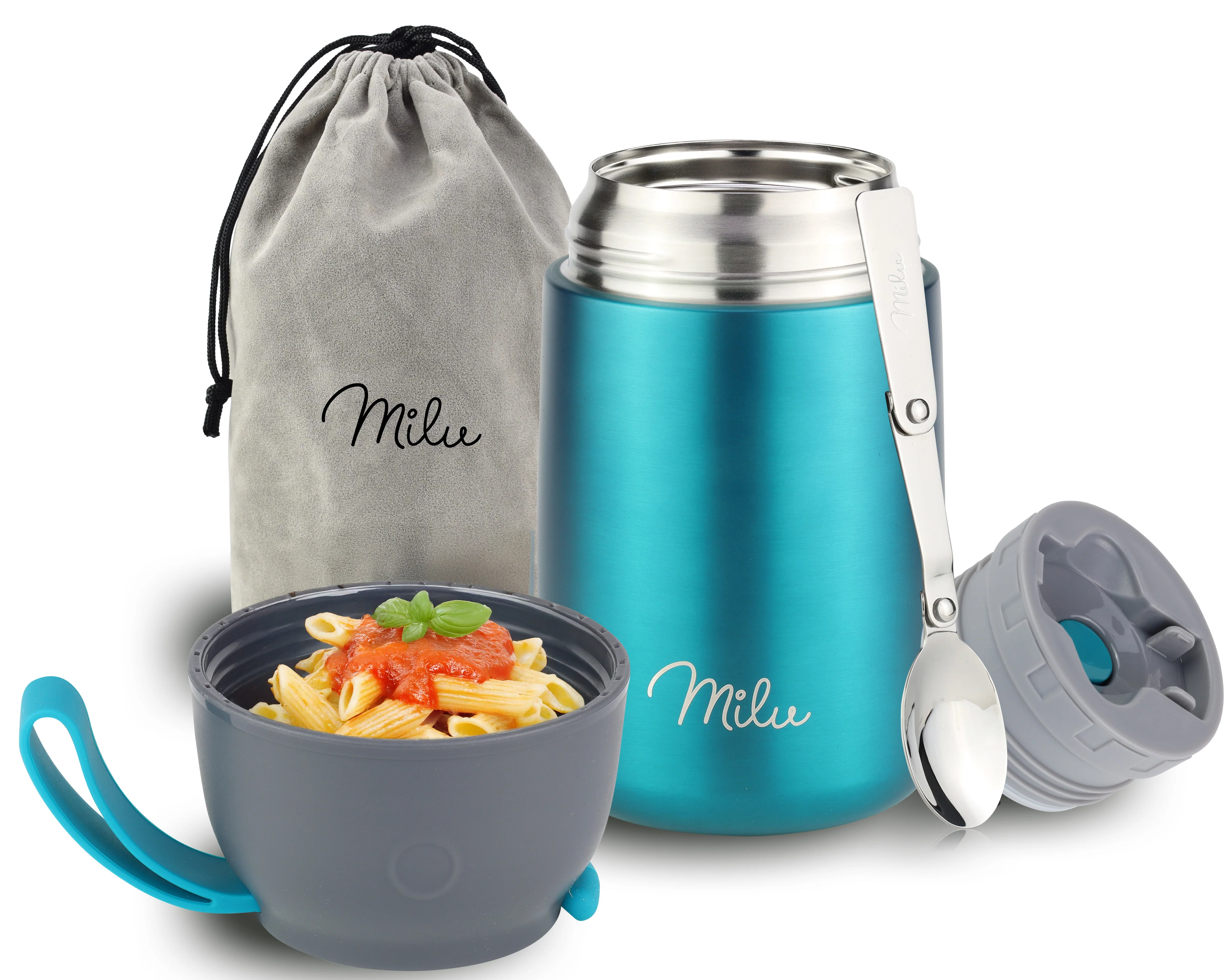 Milu® Thermobehälter für Essen, mit Löffel, auslaufsicher, isoliert (450 ml, 650 ml, 800 ml) - Image 14