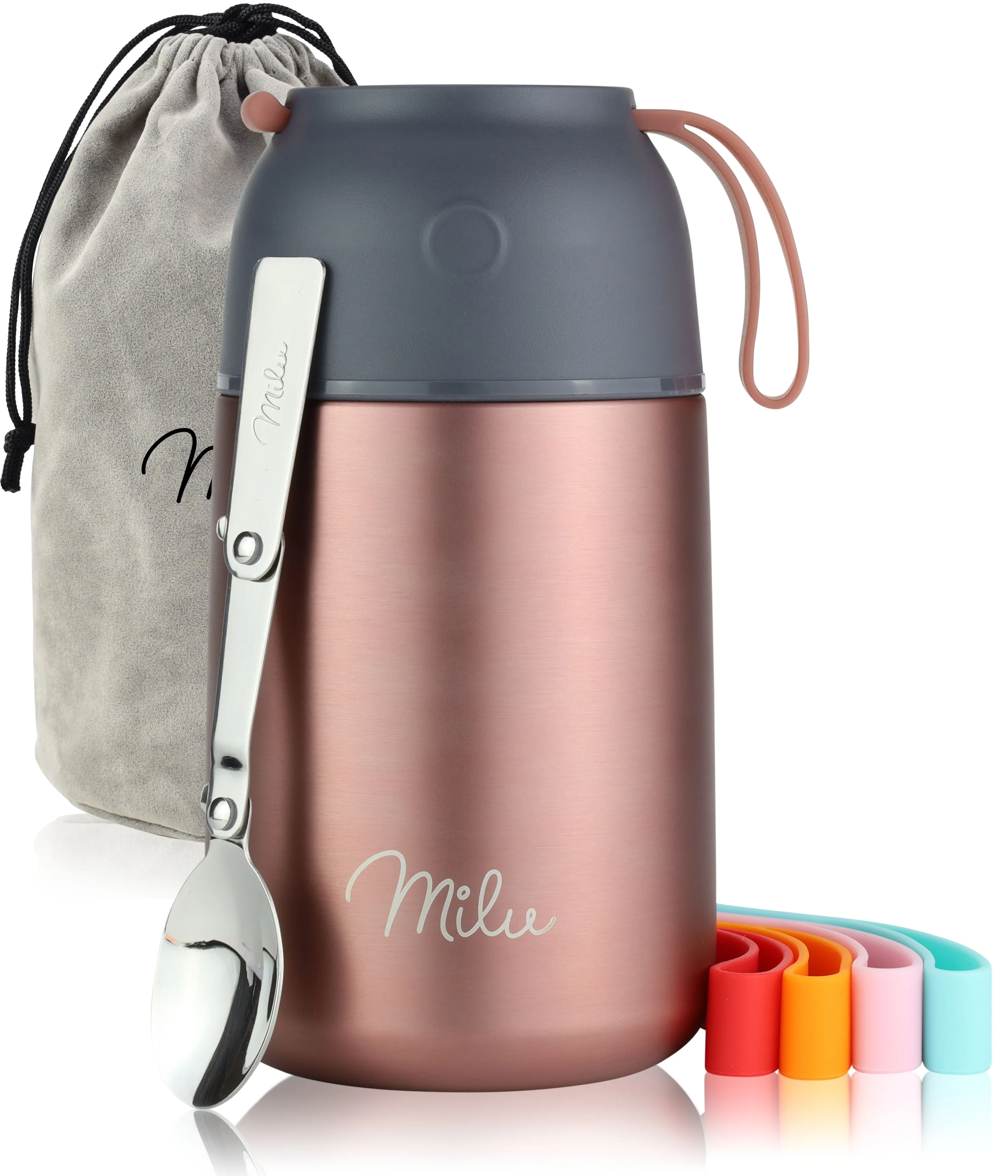 Milu® Thermobehälter für Essen, mit Löffel, auslaufsicher, isoliert (450 ml, 650 ml, 800 ml) - Image 18