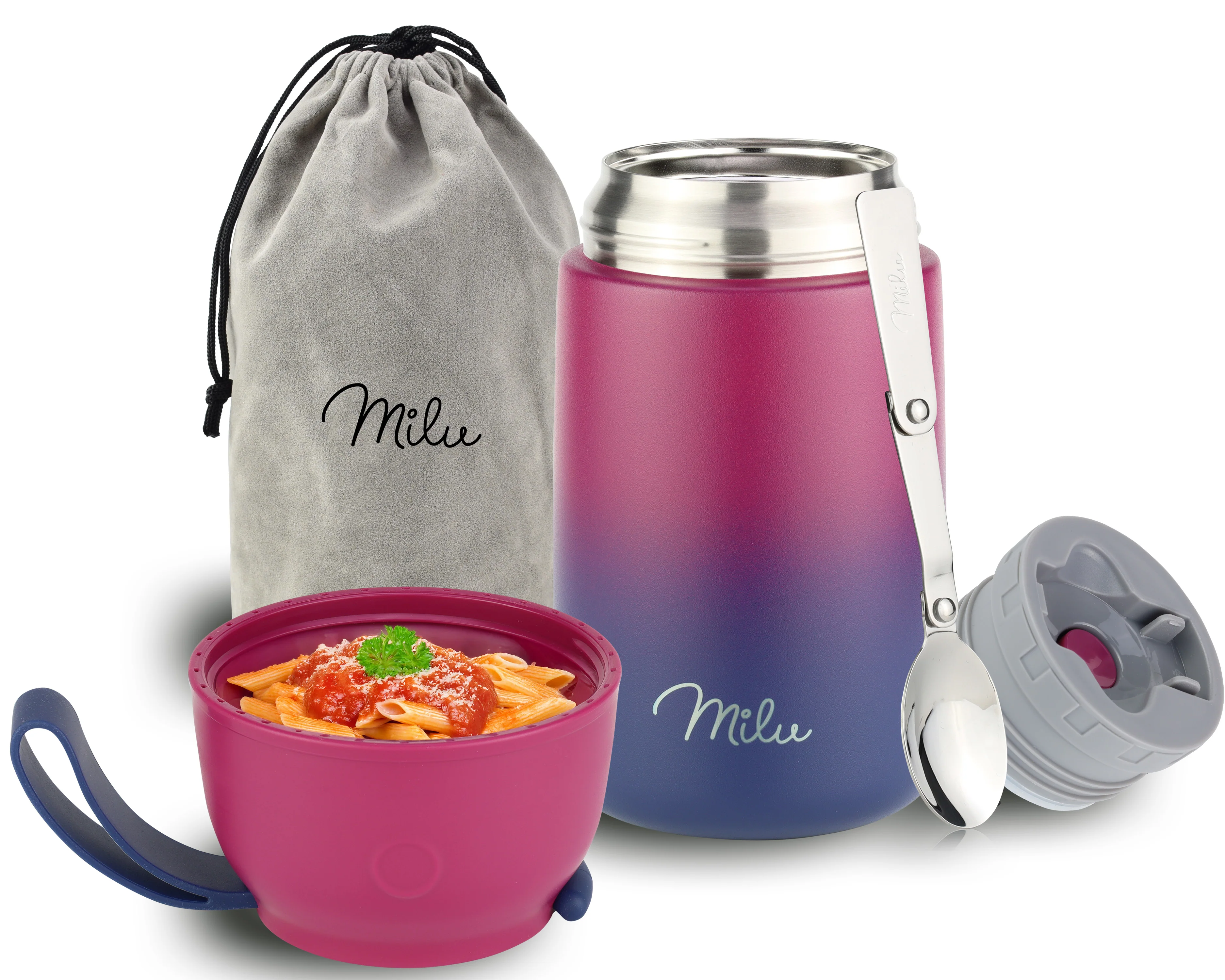 Milu® Thermobehälter für Essen, mit Löffel, auslaufsicher, isoliert (450 ml, 650 ml, 800 ml) - Image 19