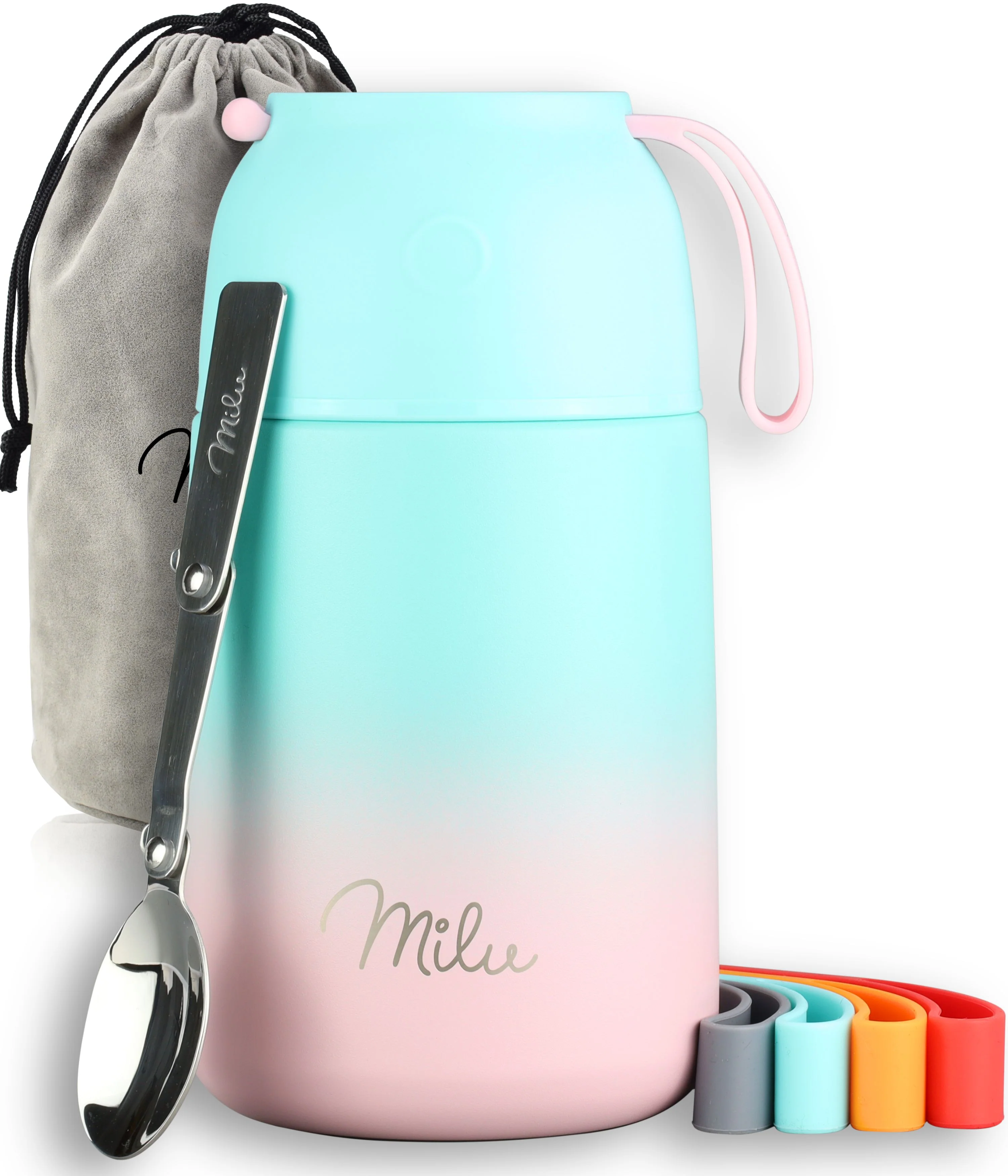 Milu® Thermobehälter für Essen, mit Löffel, auslaufsicher, isoliert (450 ml, 650 ml, 800 ml) - Image 21