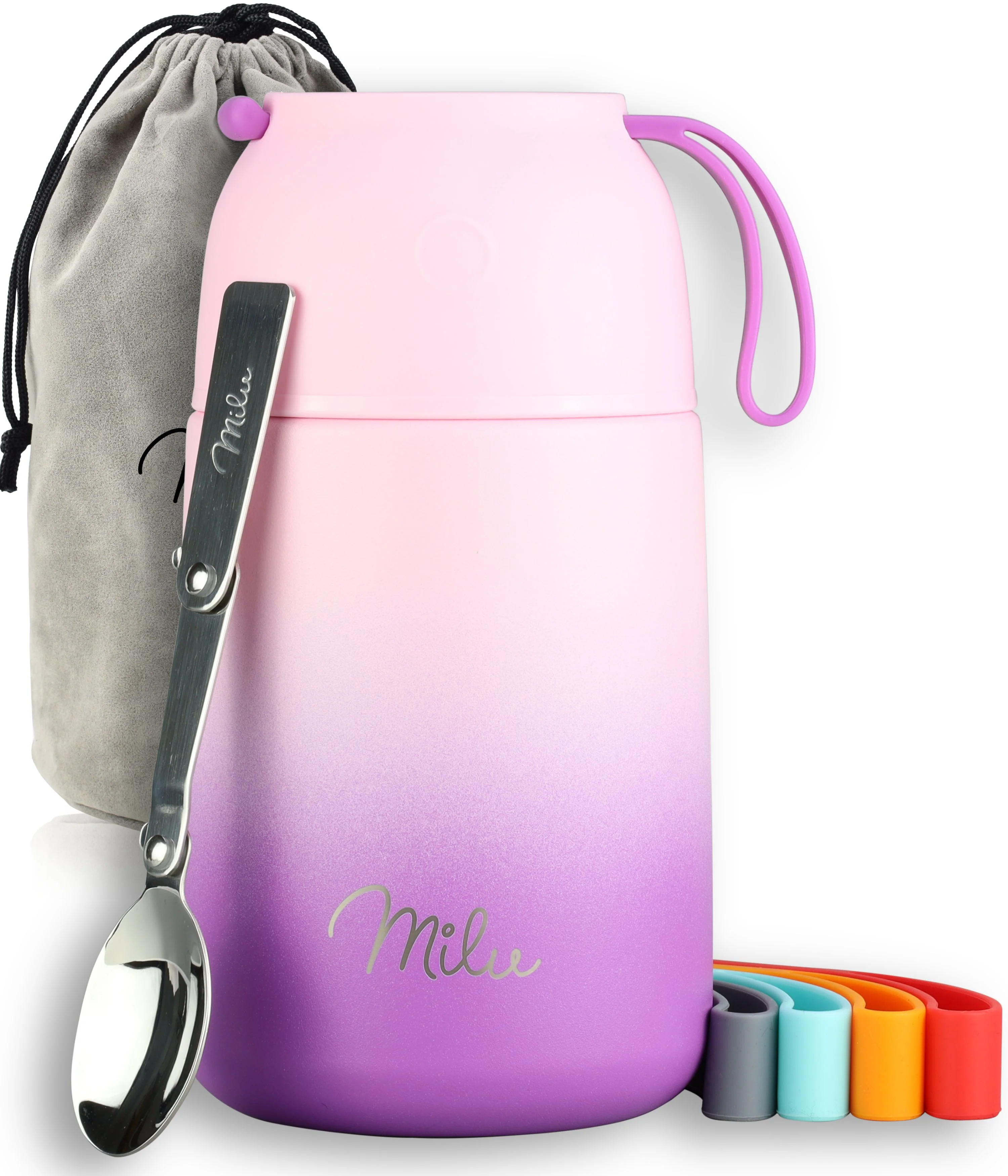Milu® Thermobehälter für Essen, mit Löffel, auslaufsicher, isoliert (450 ml, 650 ml, 800 ml) - Image 22