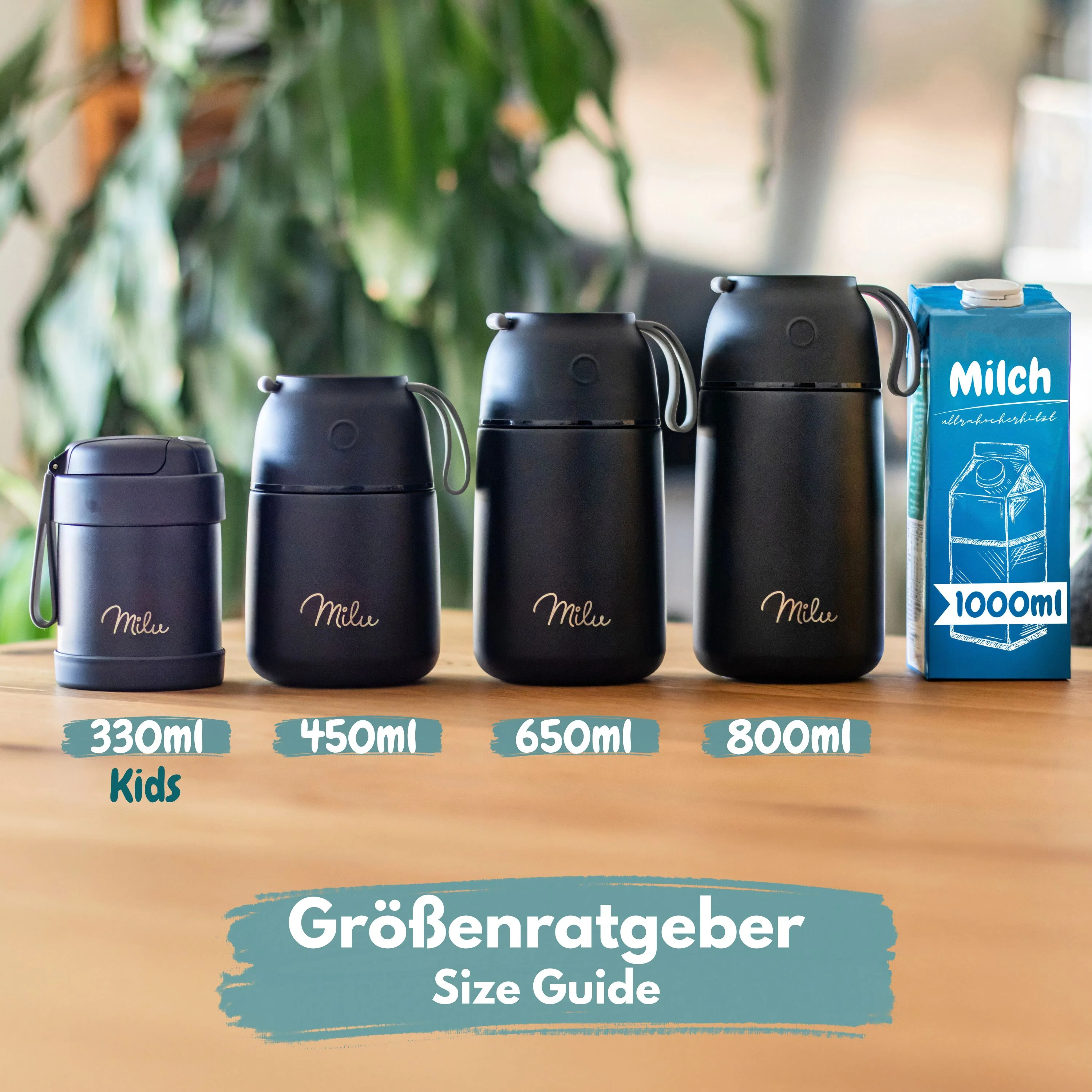 Milu® Thermobehälter für Essen, mit Löffel, auslaufsicher, isoliert (450 ml, 650 ml, 800 ml) - Image 3