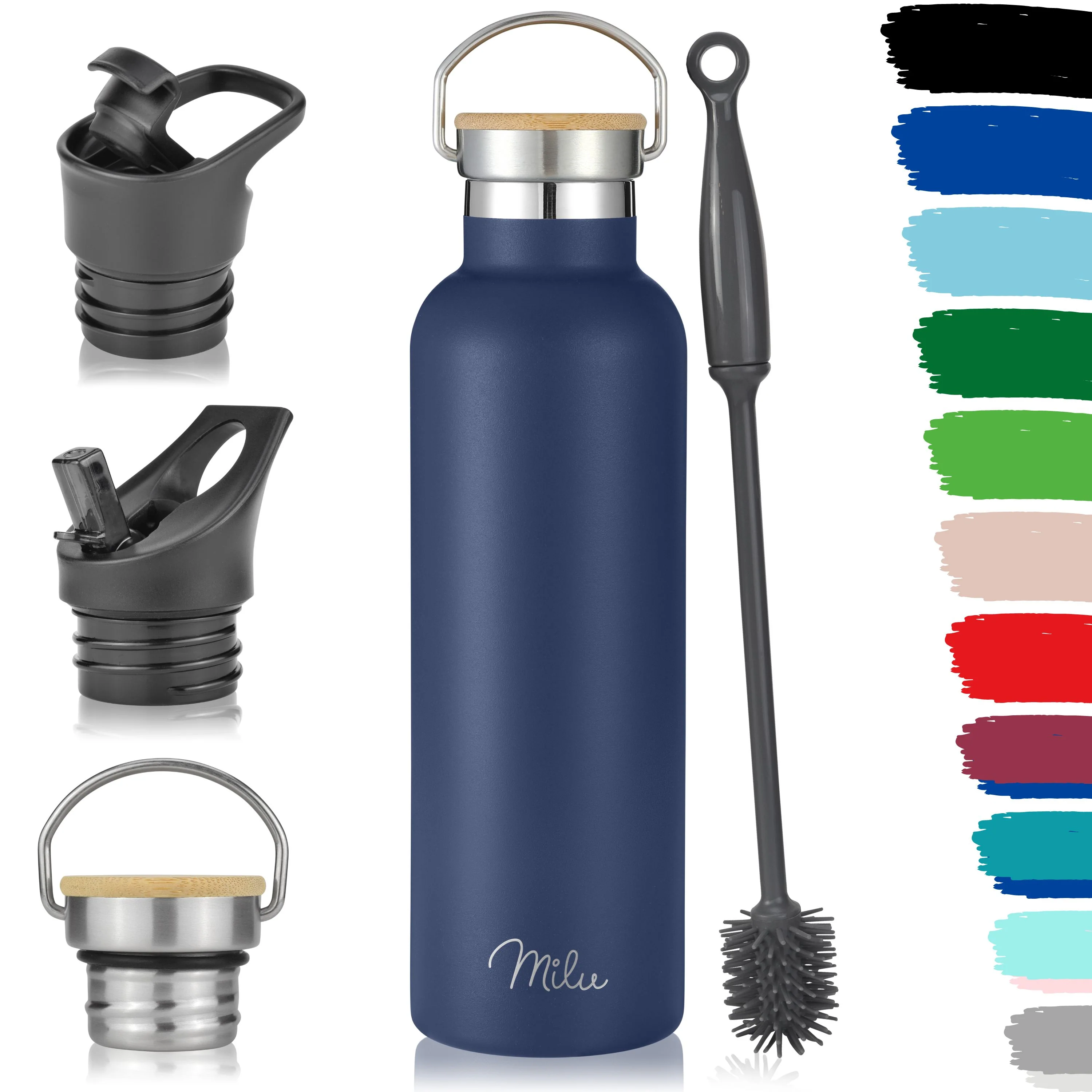 Milu Edelstahl Trinkflasche mit 3 Deckeln, auslaufsicher, isoliert (350 ml 500 ml 750 ml 1000 ml) - Image 10