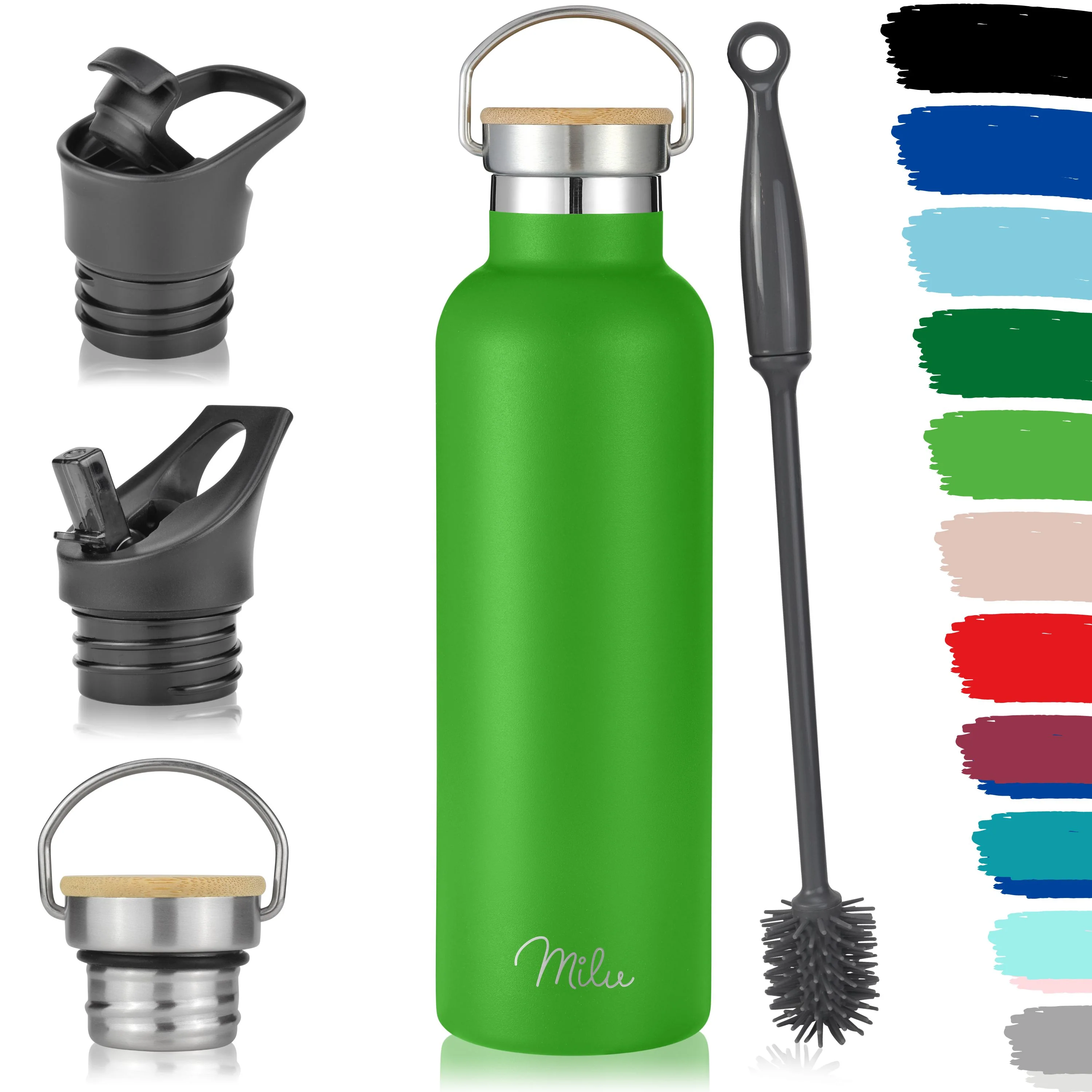 Milu Edelstahl Trinkflasche mit 3 Deckeln, auslaufsicher, isoliert (350 ml 500 ml 750 ml 1000 ml) - Image 11