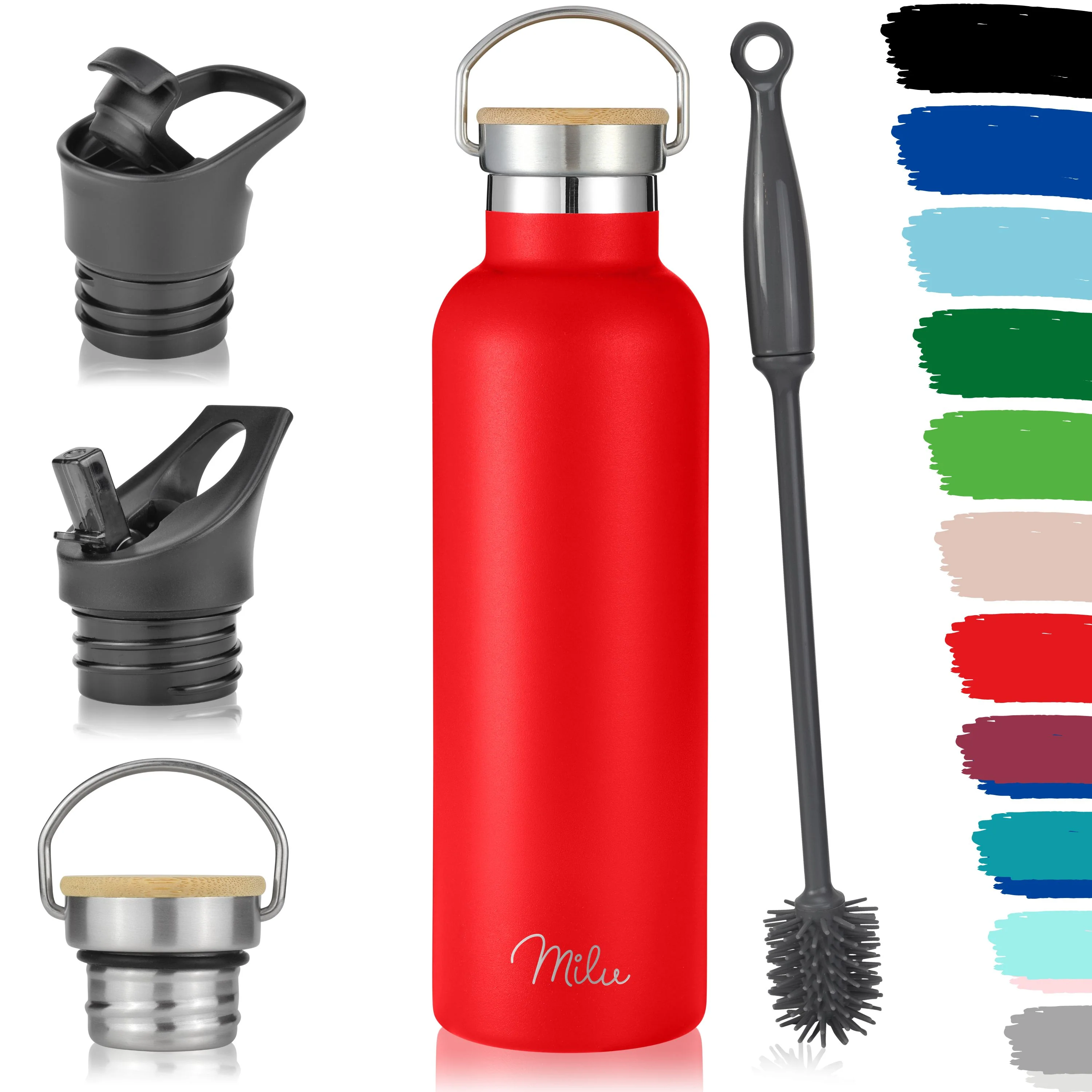 Milu Edelstahl Trinkflasche mit 3 Deckeln, auslaufsicher, isoliert (350 ml 500 ml 750 ml 1000 ml) - Image 17