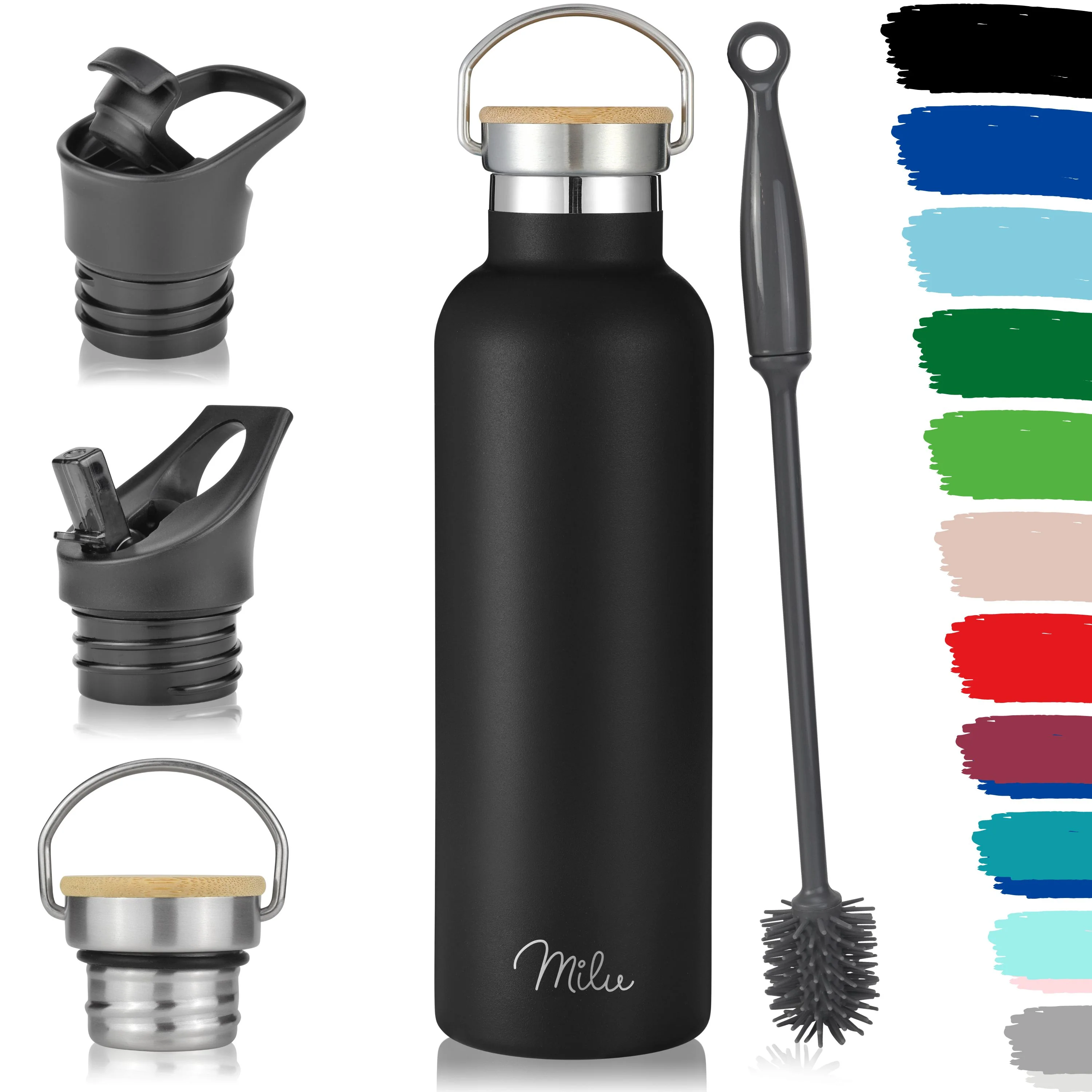 Milu Edelstahl Trinkflasche mit 3 Deckeln, auslaufsicher, isoliert (350 ml 500 ml 750 ml 1000 ml) - Image 23