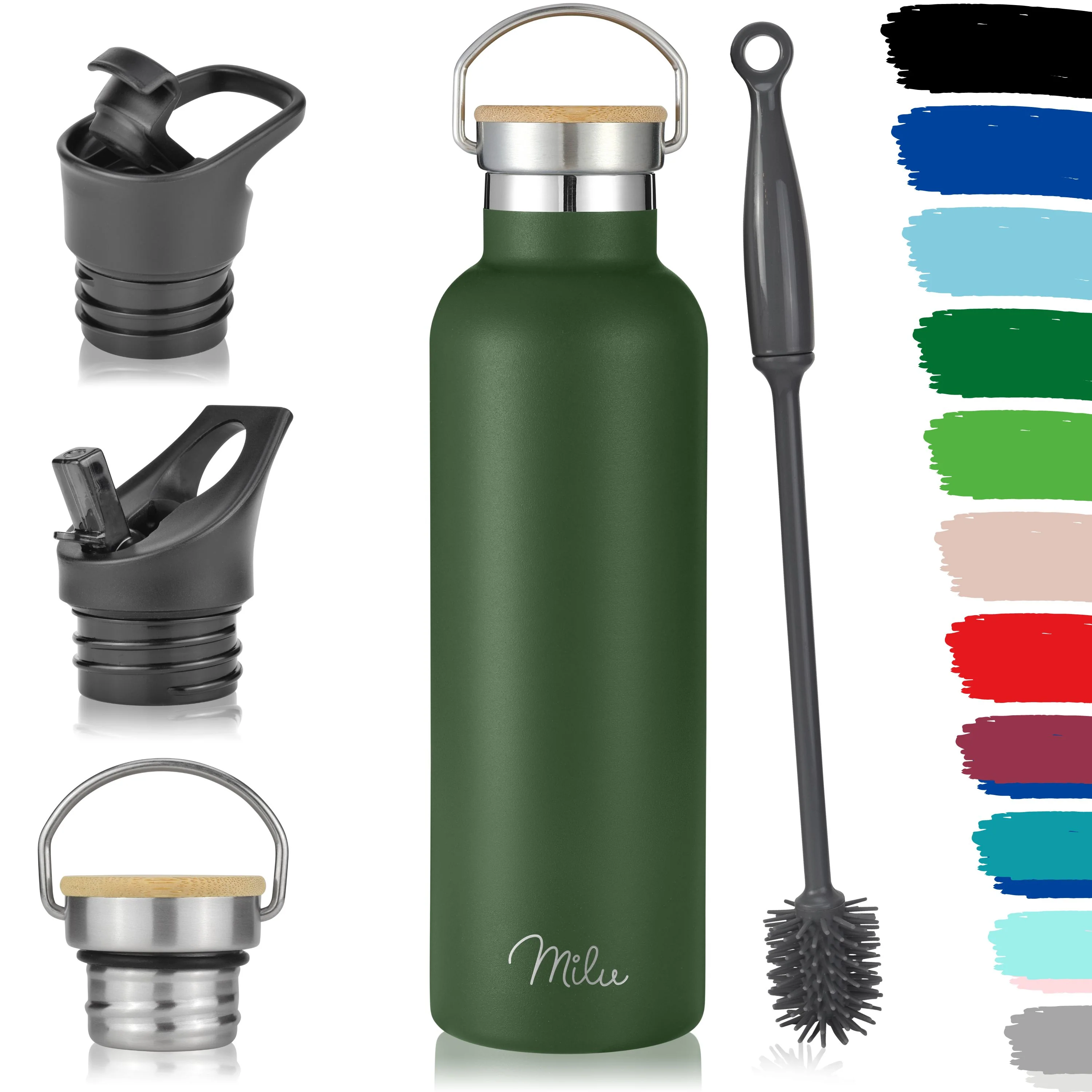 Milu Edelstahl Trinkflasche mit 3 Deckeln, auslaufsicher, isoliert (350 ml 500 ml 750 ml 1000 ml) - Image 8