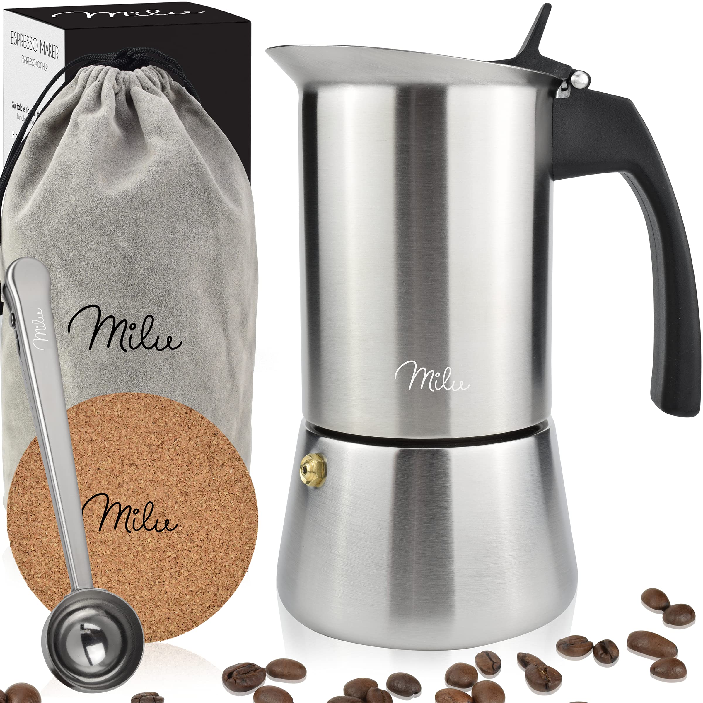 Milu Espressokocher Edelstahl Induktion (2, 3, 6 oder 9 cup) - Image 9