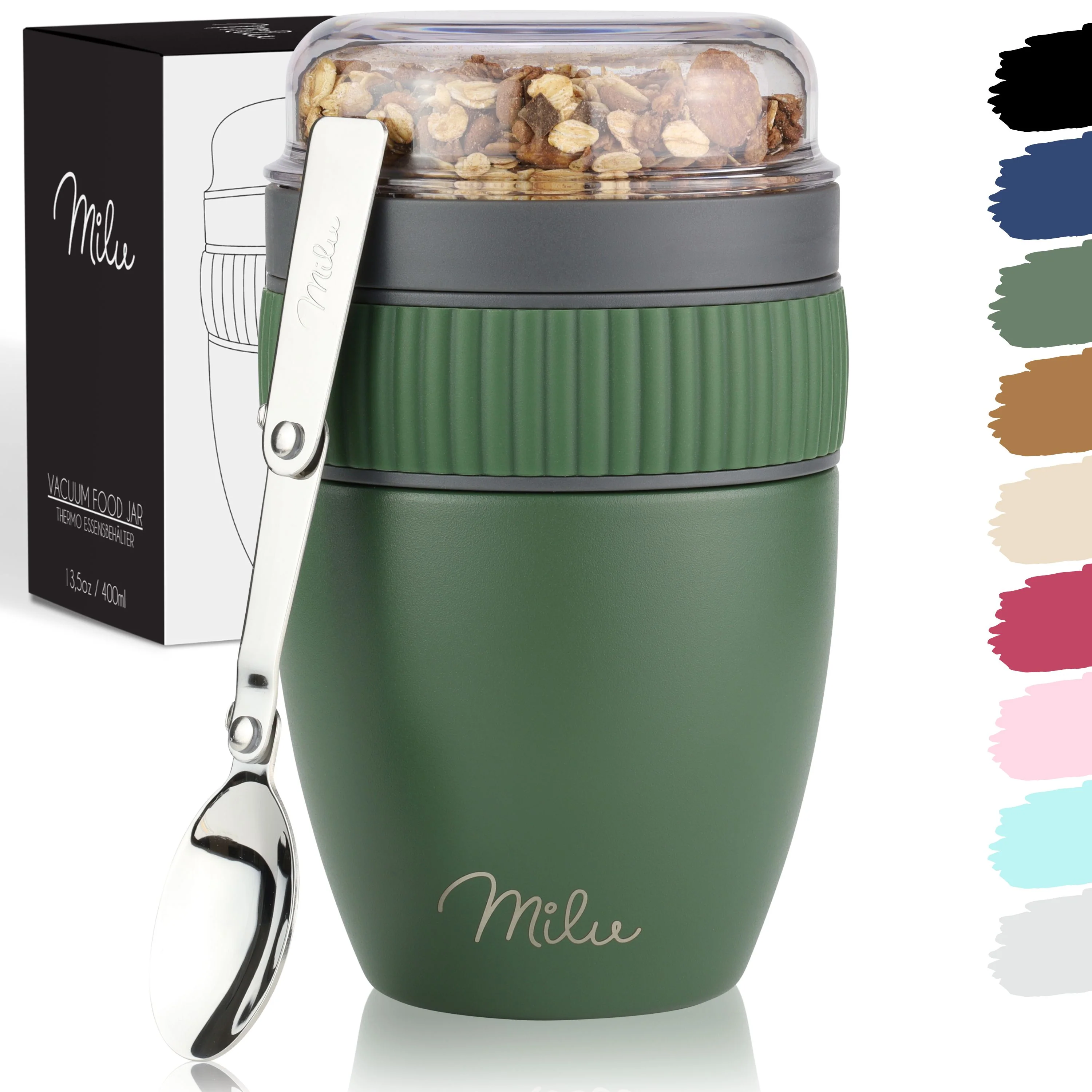 Milu Müslibecher to go, isoliert, auslaufsicher, Edelstahl (400ml) - Image 10