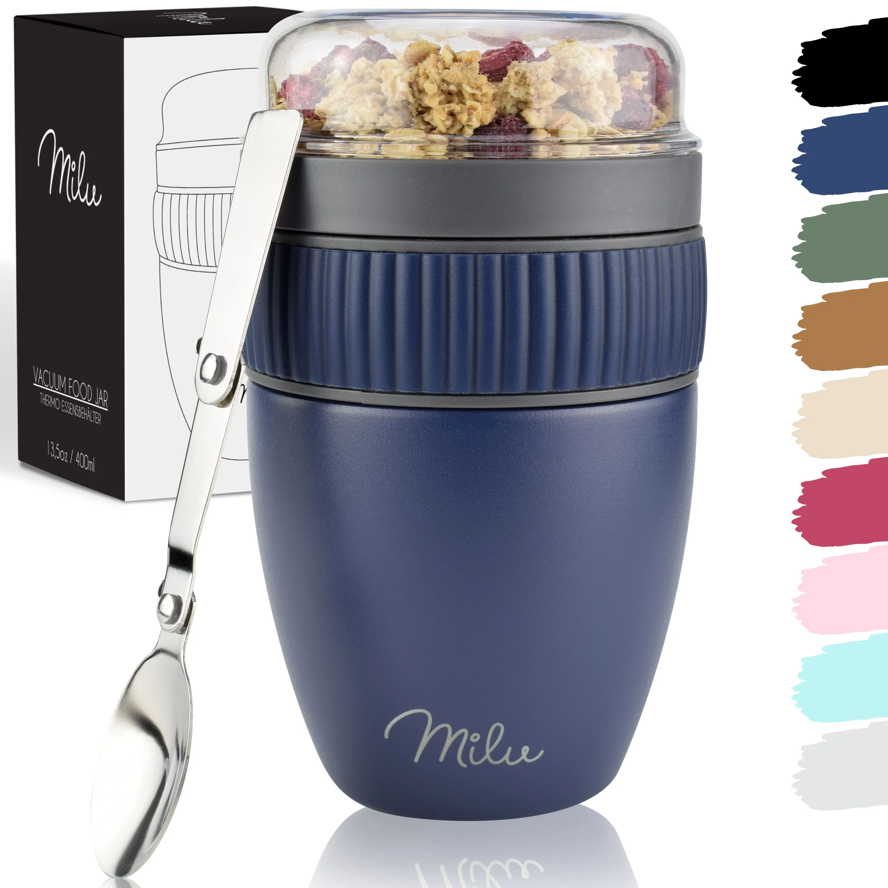 Milu Müslibecher to go, isoliert, auslaufsicher, Edelstahl (400ml) - Image 11