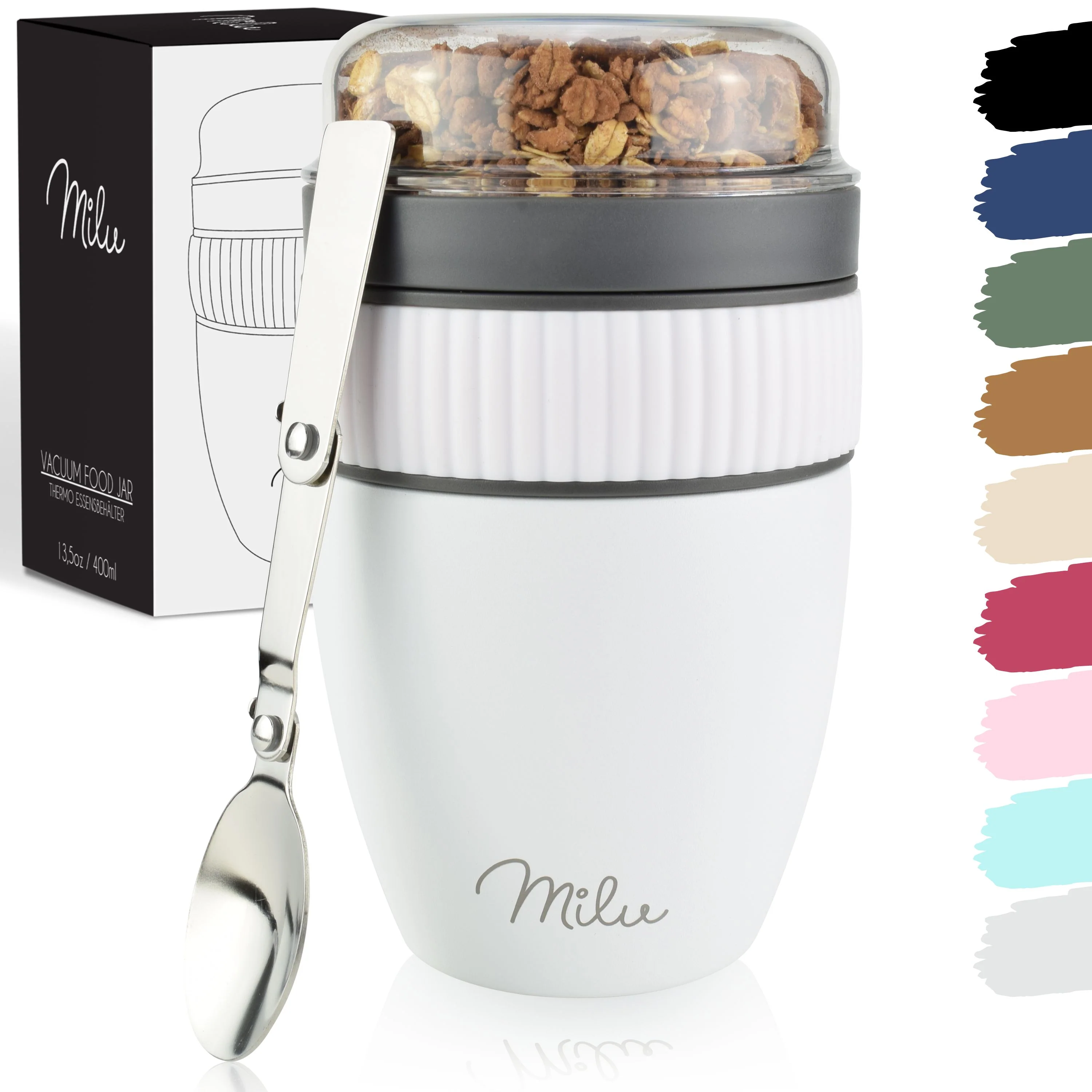 Milu Müslibecher to go, isoliert, auslaufsicher, Edelstahl (400ml) - Image 16
