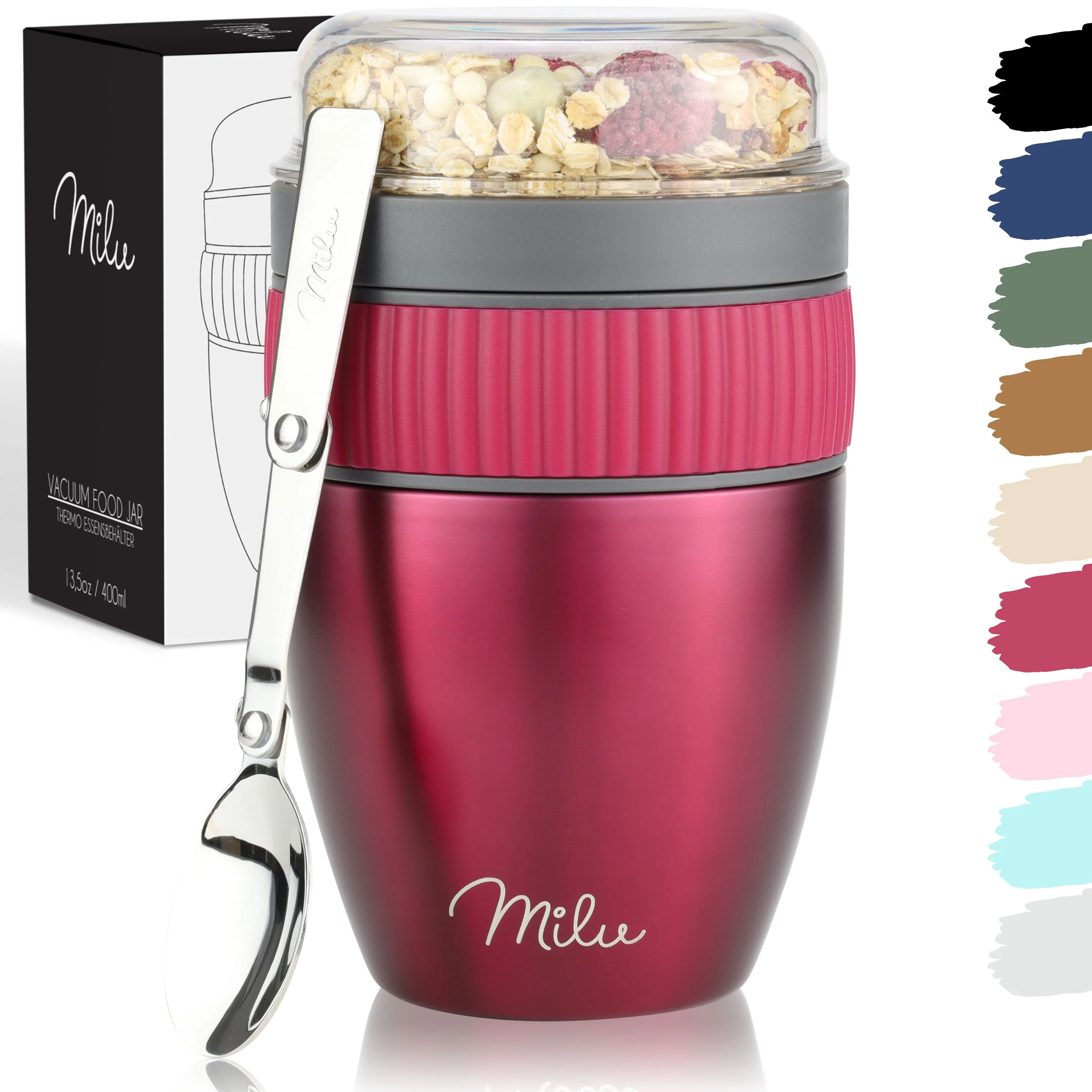 Milu Müslibecher to go, isoliert, auslaufsicher, Edelstahl (400ml) - Image 8
