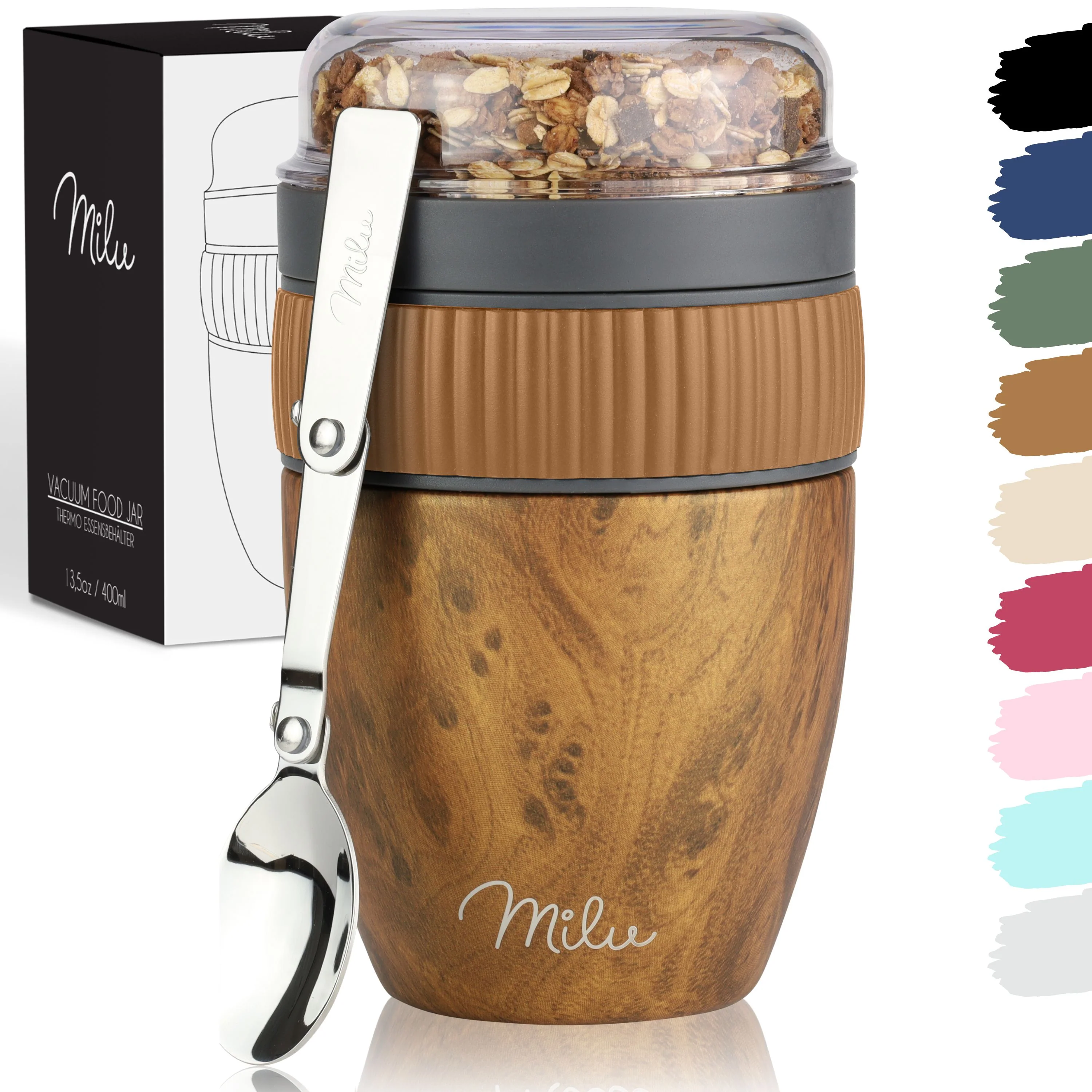 Milu Müslibecher to go, isoliert, auslaufsicher, Edelstahl (400ml) - Image 9
