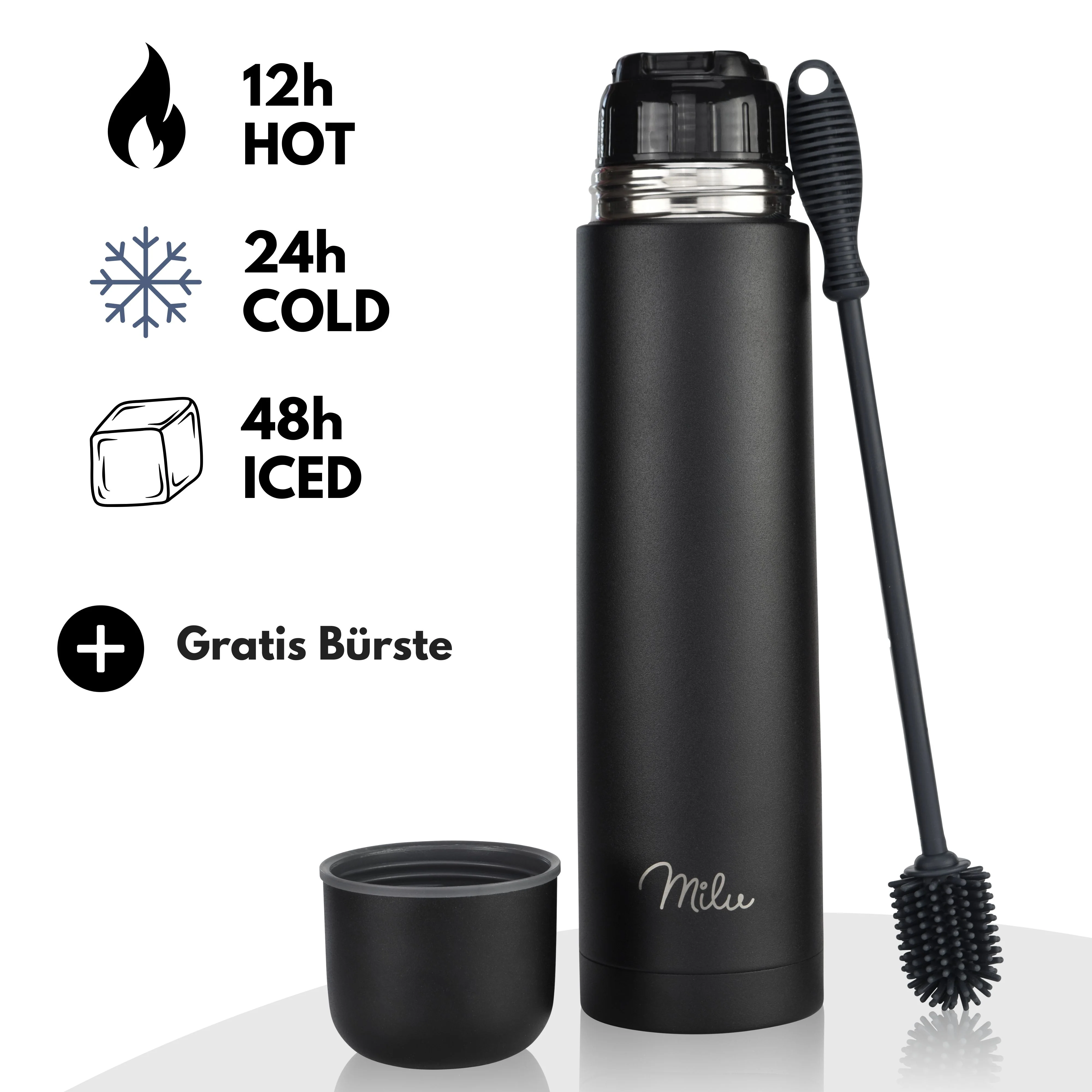 Milu Thermosflasche Thermoskanne Isolierflasche 1L, 750ml, 500ml - Image 3
